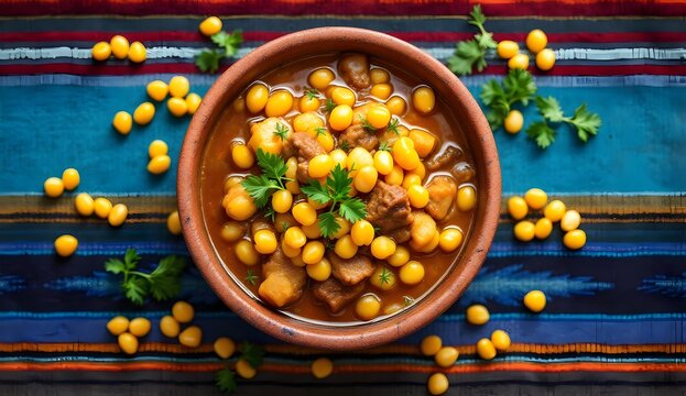 Patasca Traditional Bolivian Hominy Stew with Meat and Corn (Bolivian Cuisine)