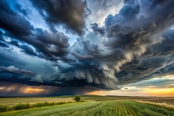 Dramatic Dark Clouds Over a Stormy Landscape - High Depth of Field Photography Capture