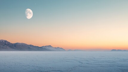 Serene Moonlit Landscape Over Vast Salt Flats