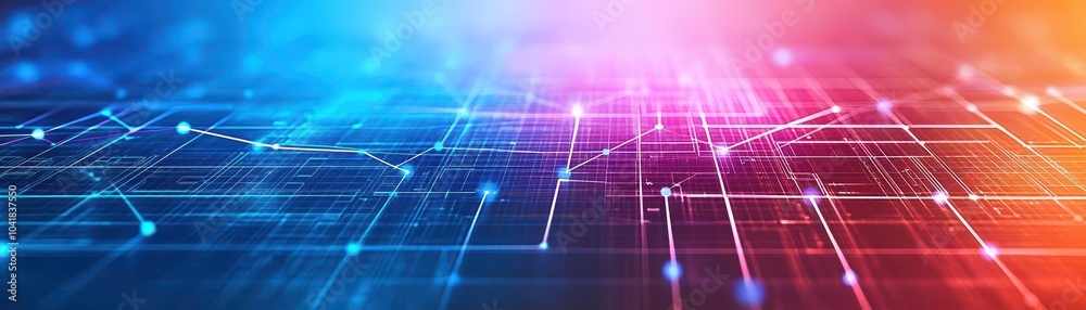 Poster abstract urban grid with gradient lines connecting dots, symbolizing smart city technology and conne