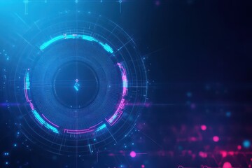 Obraz premium Abstract halftone circles, neon blue gradient, digital futuristic grid