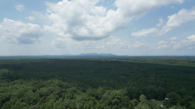 Aerial footage of the Hanging Rock State Park on a sunny day in Danbury city, North Carolina, USA