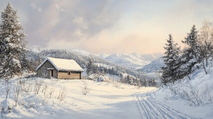 A secluded cabin in a winter setting near Tana, Norway