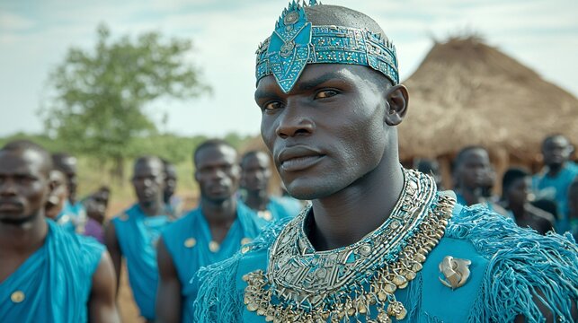 African Man in Traditional Clothing and Jewelry.