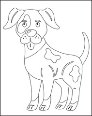 Cute Dog illustration coloring book for kids.