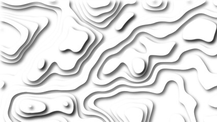 Abstract 3D background creative pattern in illustration with white color design in papercut.Topographic canyon geometric map relief texture with curved layers and shadow. Abstract realistic papercut