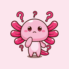 axolotl is confused. mascot cartoon character vector illustration.