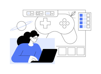 Video game design software isolated cartoon vector illustrations.