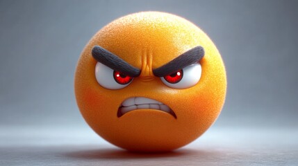 Angry 3D Emoji with Red Eyes and Frown   Digital Illustration