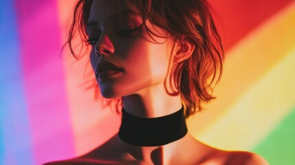 Contemplative Silhouette with Rainbow Backdrop