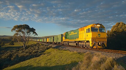Freight Train In The Country.