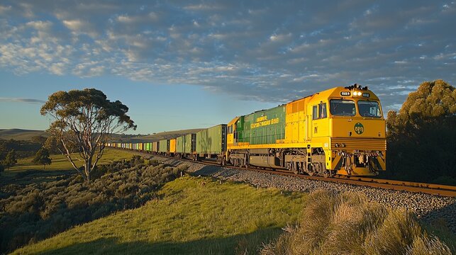 Freight Train In The Country.