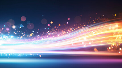 Fototapeta premium Bright light strips move rapidly through space, forming abstract patterns that change with the rhythm of the music, brimming with energy.