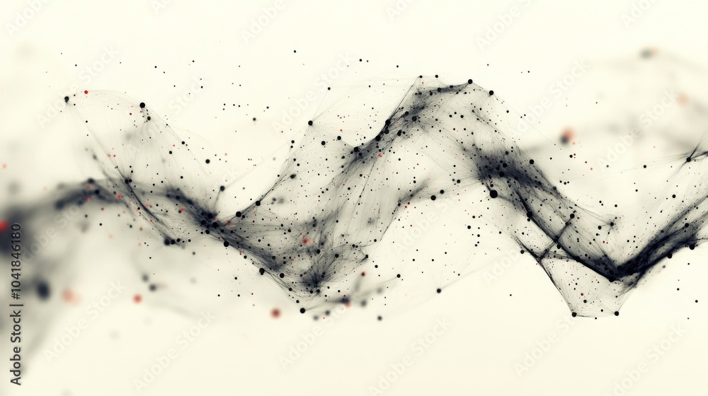 Aufkleber A flowing black wave composed of delicate particles dances across a light background, creating an ethereal and dynamic visual effect that captivates the eye.