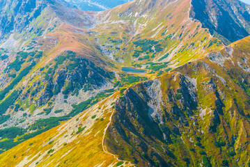 Highest part of Jamnicka dolina valley with Jamnicka plesa lakes from Hruby vrch hill in Western Tatras mountains © honza28683