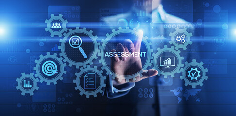 Assessment analysis Business analytics evaluation measure technology concept.