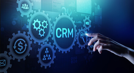 CRM - Customer relationship management automation system software. Business and technology concept.