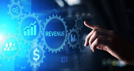 Revenue Increase sales financial growth business concept on virtual screen.