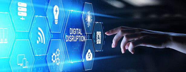 Digital disruption transformation digitalization innovation technology business concept.