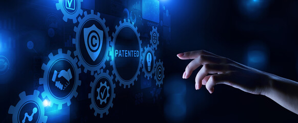 Patented. Patent copyright protection business technology concept.