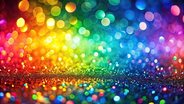 abstract rainbow glitter glowing bokeh light background Wide-Angle