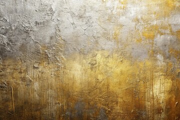 Obraz premium abstract painting of a gold and silver metallic wall distressed paint texture