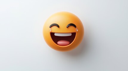 Fototapeta premium 3D Rendering of a Yellow Emoji Laughing with Tears