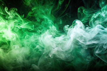 abstract background with green smoke and white light