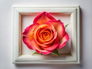 Elegant Rose Square Frame on White Background - Macro Photography for Floral Aesthetics and Design Inspiration