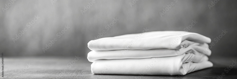 Poster minimalist sportswear is neatly arranged on a smooth table, presenting a clean look perfect for work