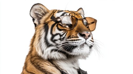 Obraz premium Cool Tiger Wearing Sunglasses Close up Portrait