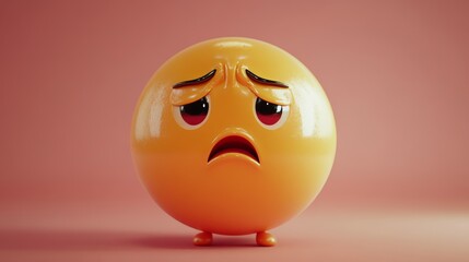 Fototapeta premium 3D Sad Emoji Illustration Disappointed Depressed Unhappy Facial Expression