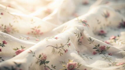 Elegant White Cotton Textures with Floral Silhouettes for Textile Backgrounds