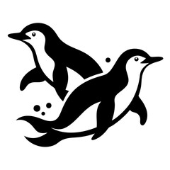 Penguin silhouette isolated on white background.