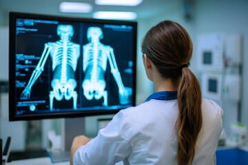 An illustration of a medical x-ray on a wall, biopunk, hologram, neoplasticism