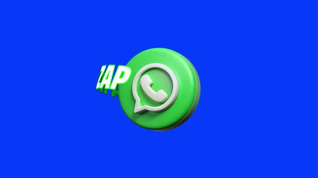 Logo de app de mensagens com texto Chama no Zap com uso Chroma key