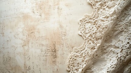Obraz premium Elegant lace fabric on a textured background.