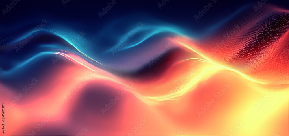 Leinwandbilder effortlessly minimalist wide banner web header cover poster design with a red glowing gradient wave 