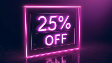Glowing Light Pink '25% OFF' Neon Sign in a Luxurious Setting