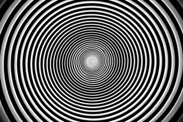 Naklejka premium Abstract black and white hypnotic spiral circle silhouette
