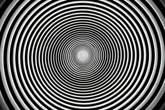 Abstract black and white hypnotic spiral circle silhouette
