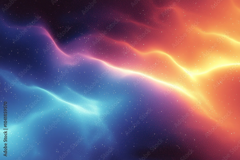 Poster with grainy textures and blurry groovy shapes in 70s retro style, this background has an abstract co