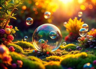 Enchanting Bubble Sprite Animation in Tilt-Shift Photography Style for Whimsical Effects