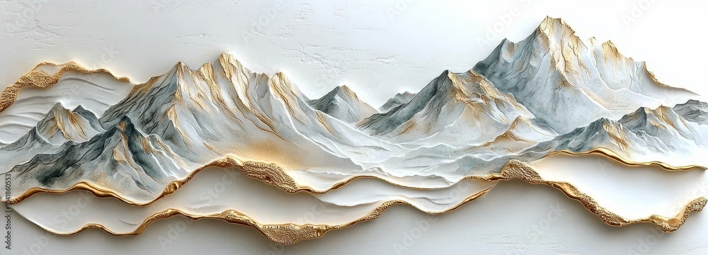 Poster landscape of snowy mountains covered in fog and mist. pine forest in the fog.