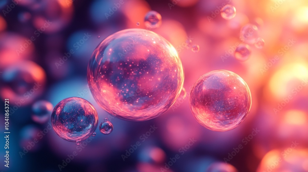 Leinwandbilder floating bubbles illuminated by vibrant colors create a dreamy atmosphere, enhancing the abstract co