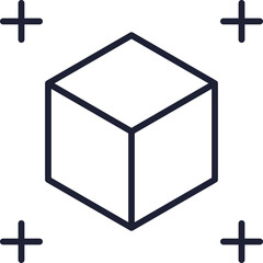 Minimalist cube with crosshairs, symbolizing precision and focus in digital interfaces.