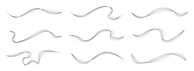 Abstract wavy lines in black and white showcasing fluid motion and patterns on a white background