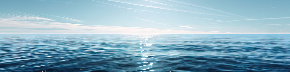 Obraz premium A calm blue sea, its surface dotted with small whitecaps under a clear sky.