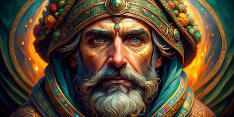 Fototapeta premium Faithful Man Character Design in Flat Illustration Style with Macro Photography Elements for Inspirational Themes