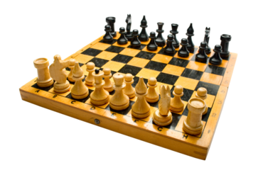 Wooden chessboard with chessmen